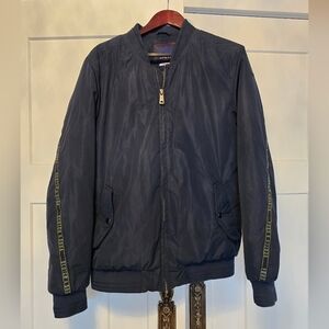 Scotch & Soda Mens Navy Blue Bomber Jacket Sz XL Coat Wind Breaker Winter